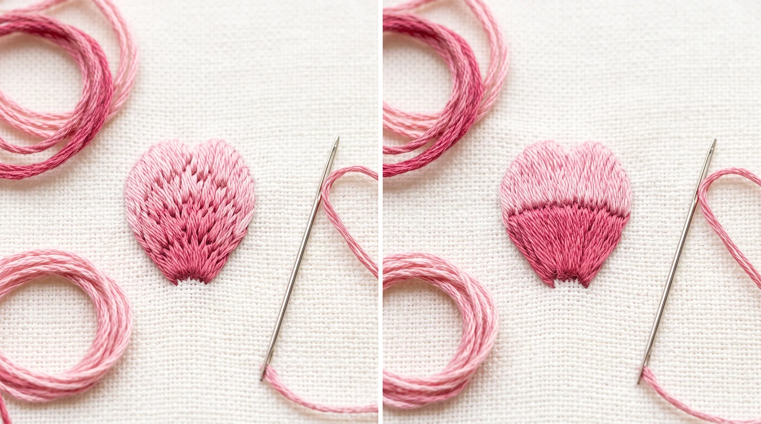 Two pink petal fills, one with a softer shade transition and one with a visible horizontal color band