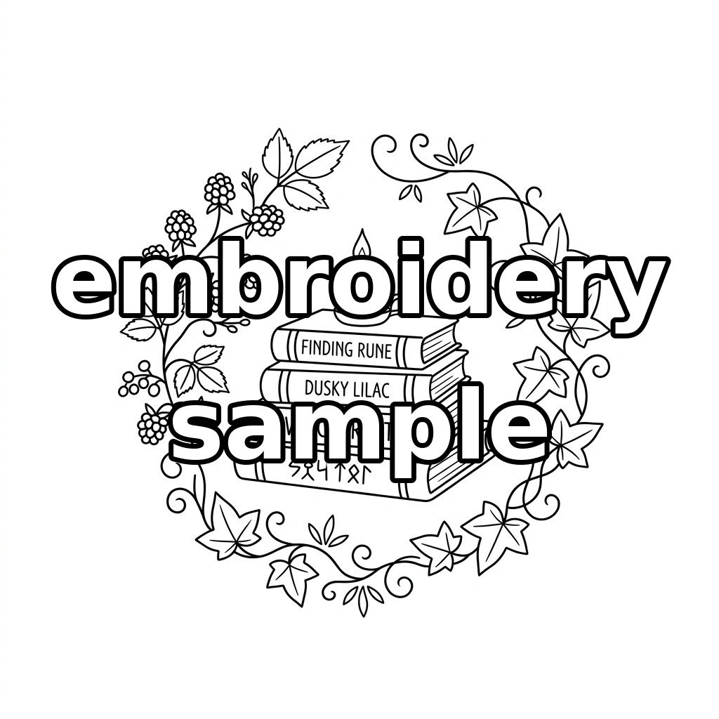 Watermarked candlelit rune books embroidery outline