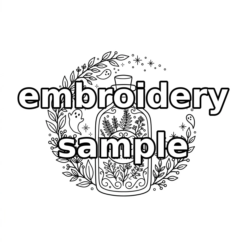Watermarked Apothecary Bottle Six Ghosts embroidery outline