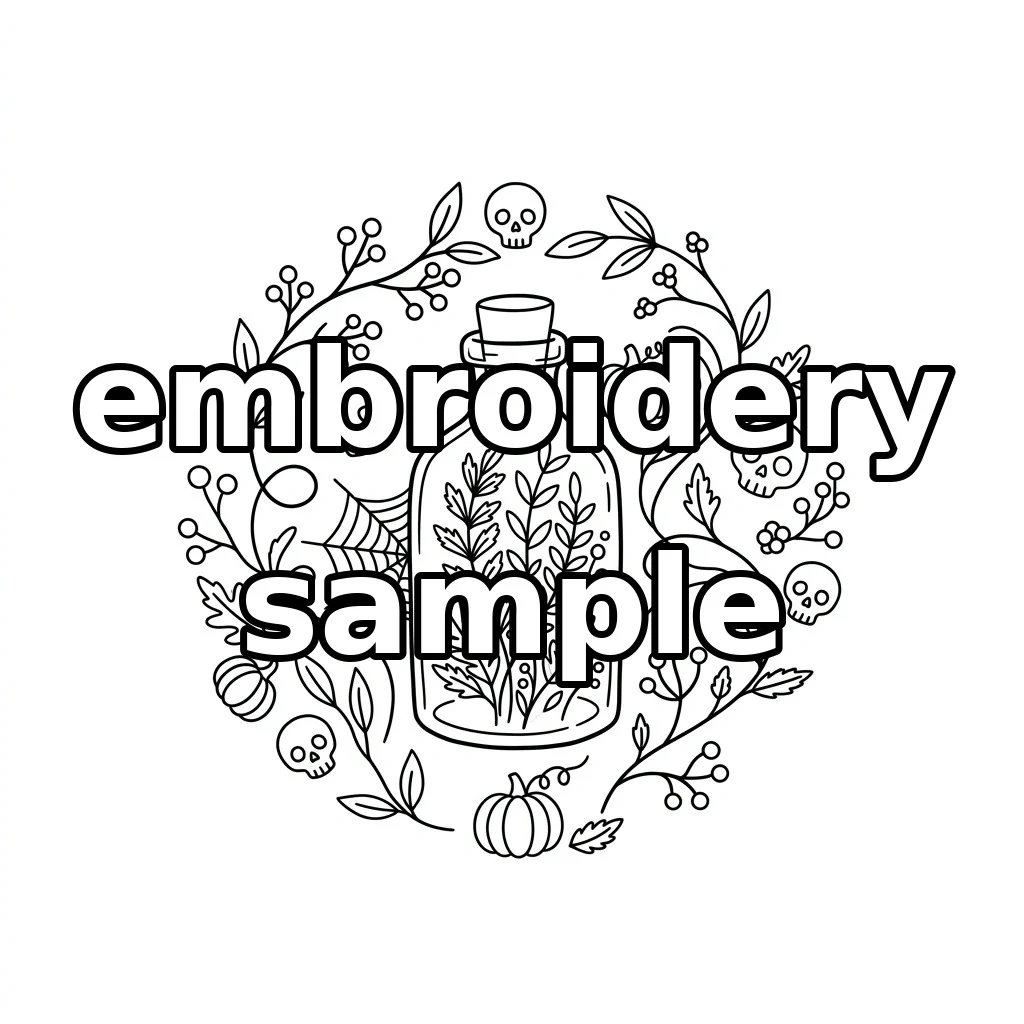Watermarked Autumn Apothecary Bottle embroidery outline