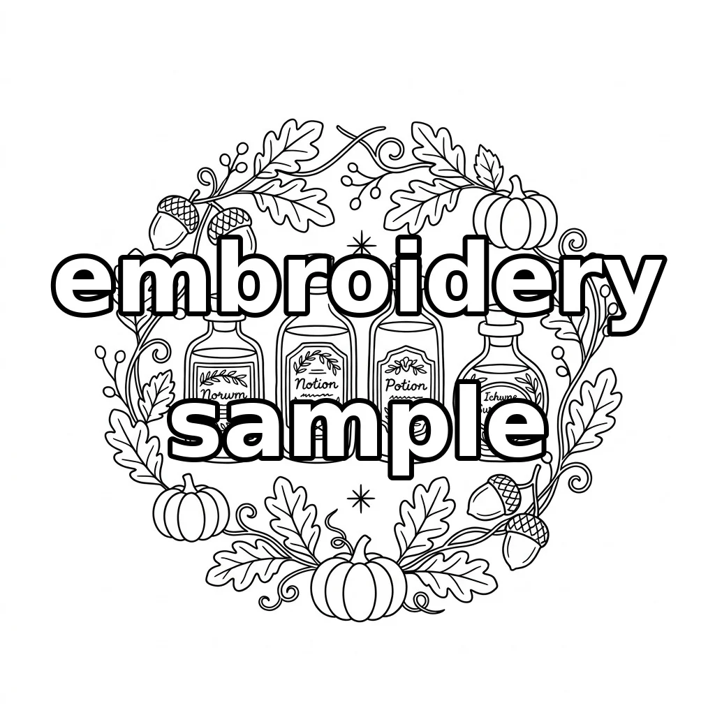 Watermarked Autumn Apothecary embroidery outline