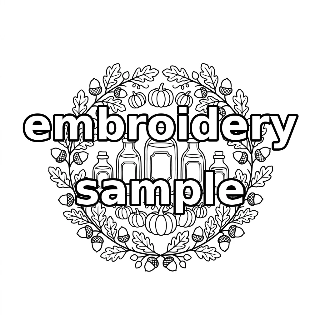 Watermarked Autumn Apothecary Wreath embroidery outline