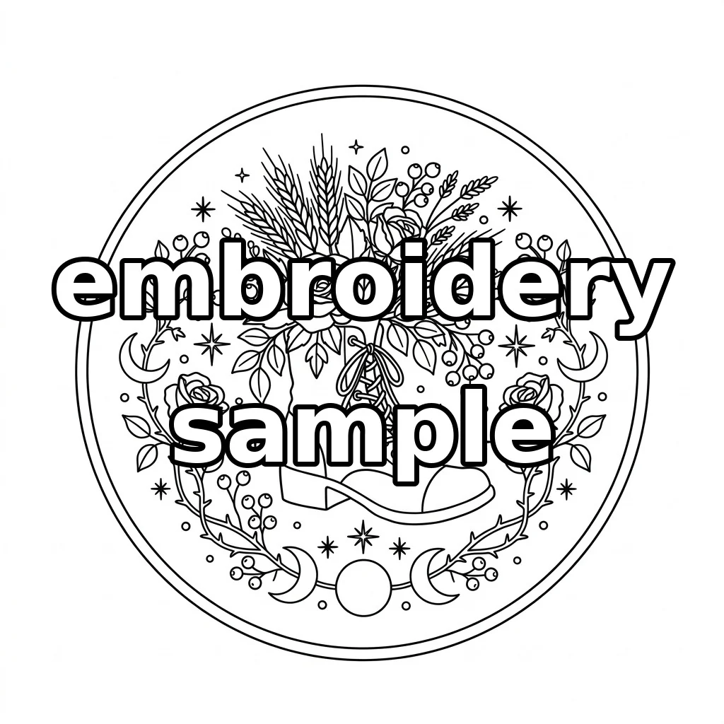 Watermarked Autumn Boot Roses Wheat embroidery outline