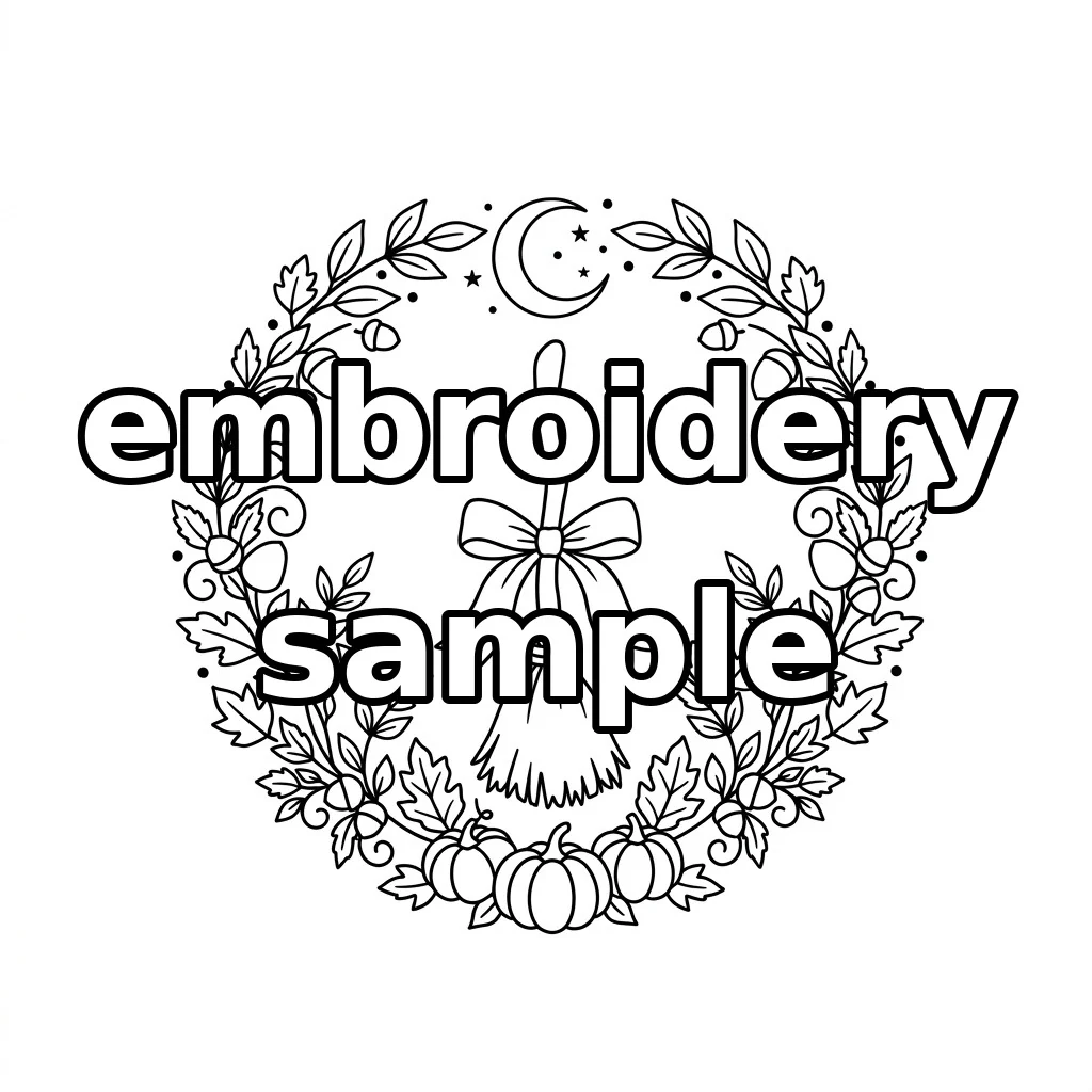 Watermarked Autumn Broom embroidery outline