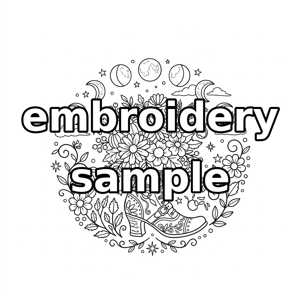 Watermarked Autumn Floral Boot Celestial Hoop embroidery outline