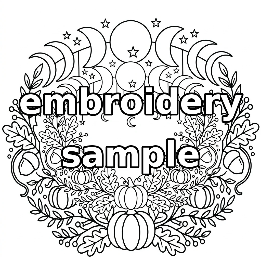 Watermarked Autumn Moon embroidery outline