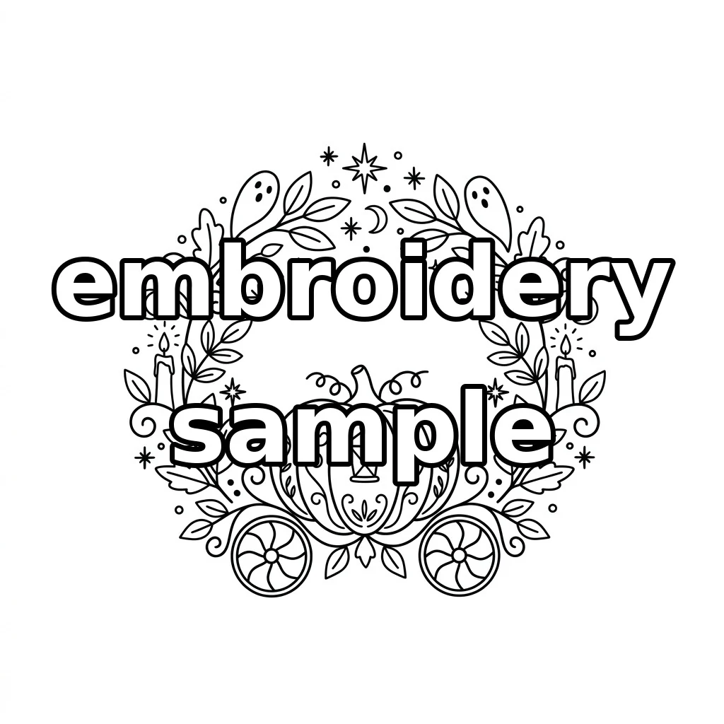 Watermarked Autumn Pumpkin Carriage embroidery outline