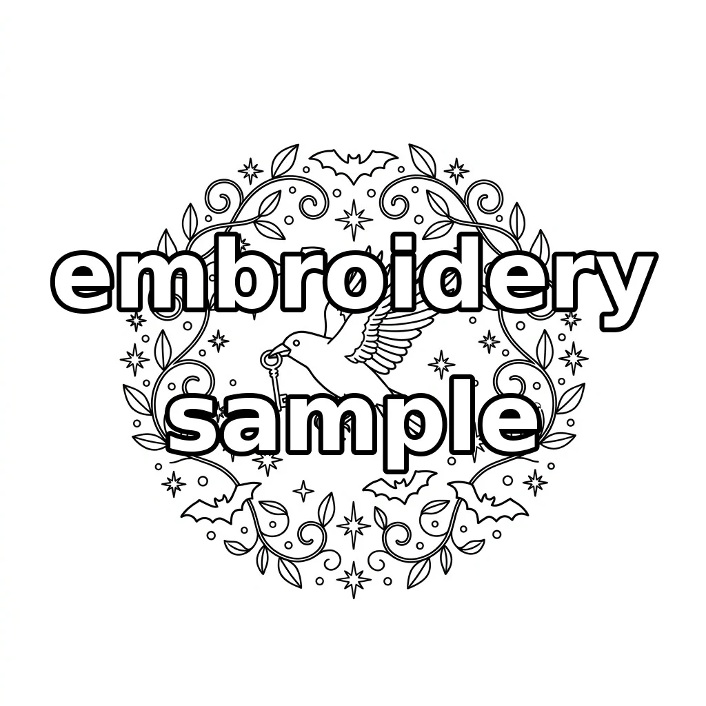 Watermarked Blackbird Key Bat embroidery outline