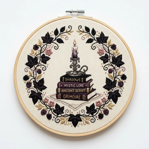 Candle Grimoire hand embroidery design