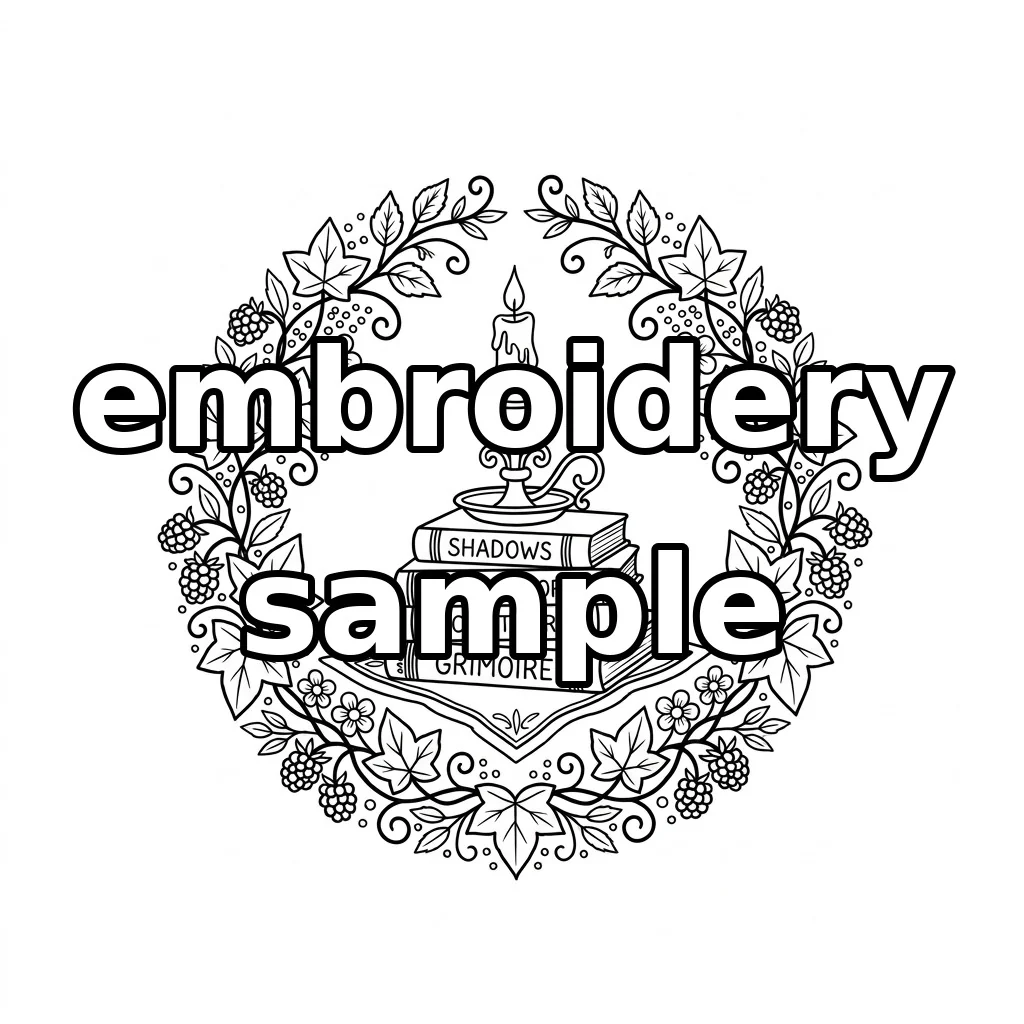 Watermarked Candle Grimoire embroidery outline