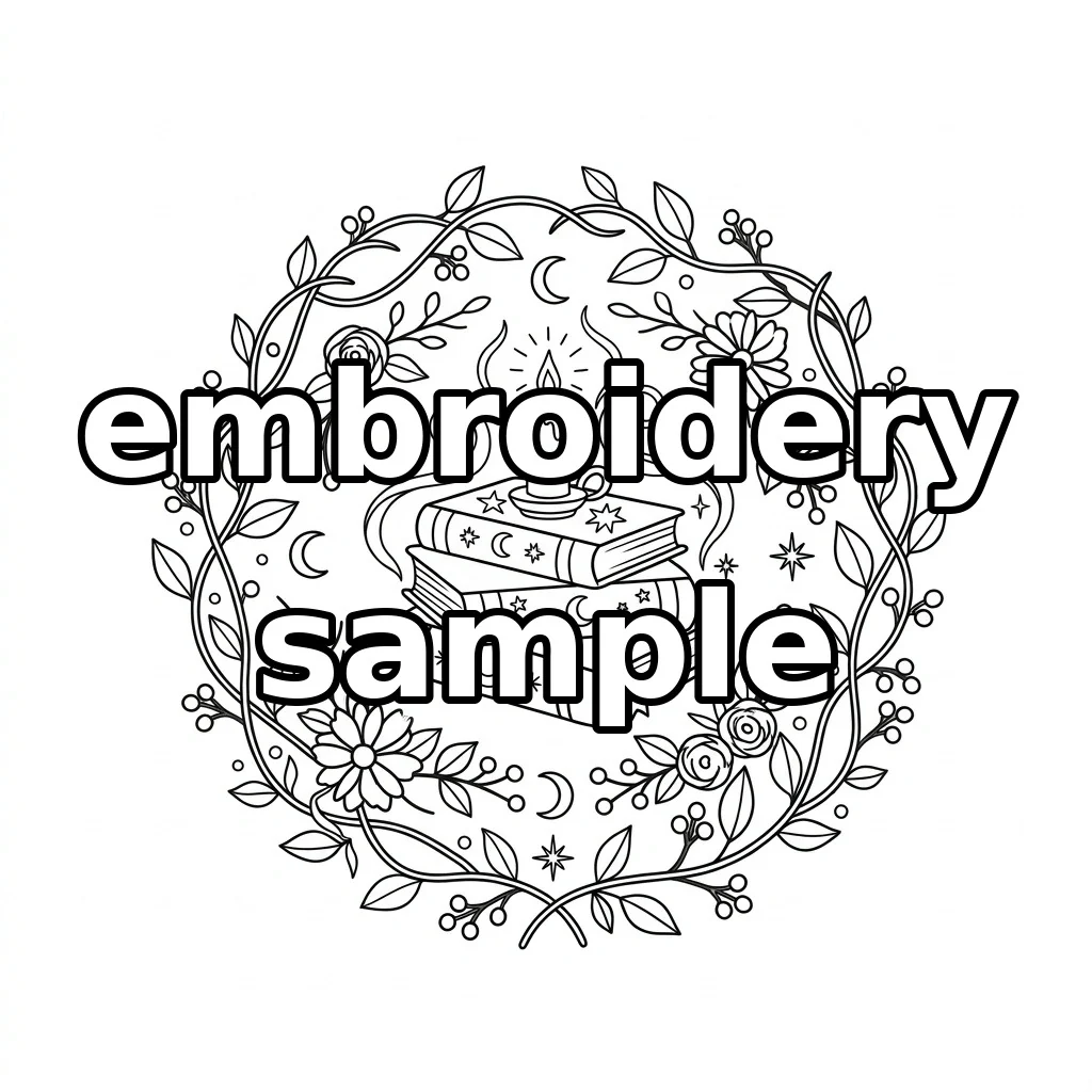 Watermarked Candlelit Books with Midnight Florals and Celestial Wreath embroidery outline