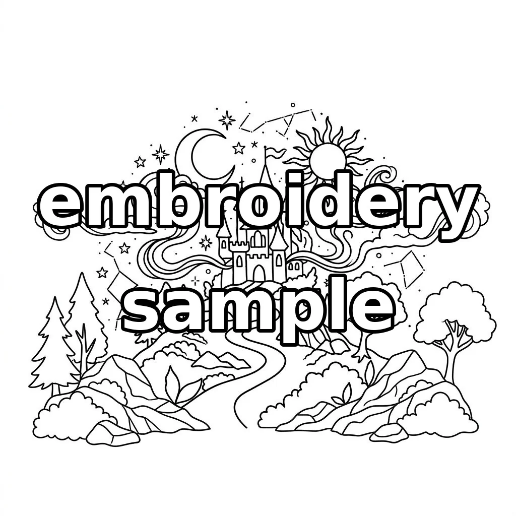 Watermarked Castle Road Sun Moon Stars embroidery outline