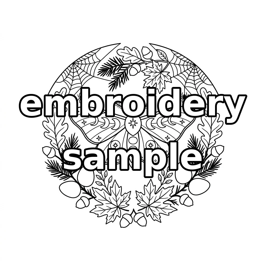 Watermarked Celestial Autumn Moth embroidery outline