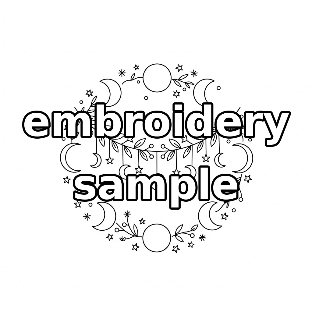 Watermarked Celestial Moon Garland Cloud Wreath embroidery outline