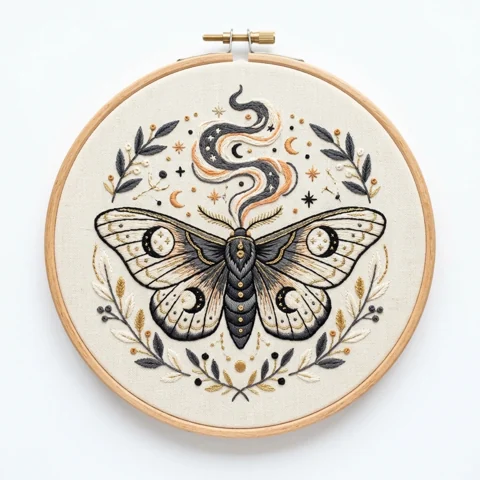 Celestial Moth 2 hand embroidery design