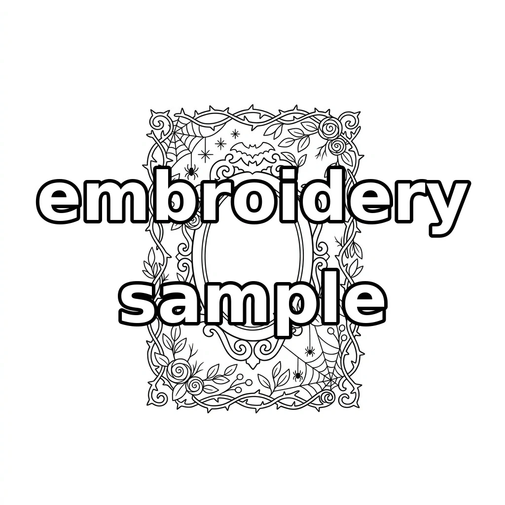 Watermarked Enchanted Floral Mirror Spiderweb Frame embroidery outline