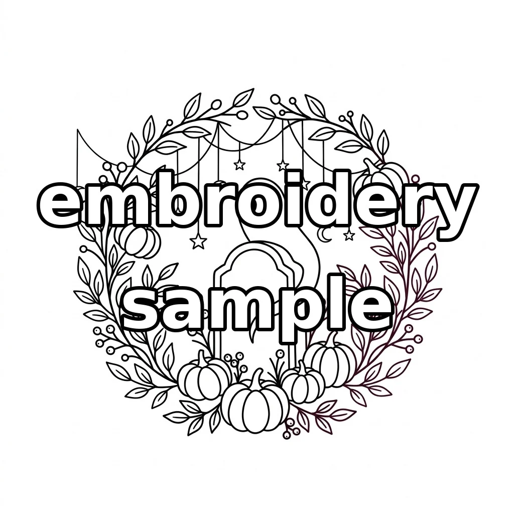 Watermarked Ghost Gravestone Pumpkin Wreath embroidery outline