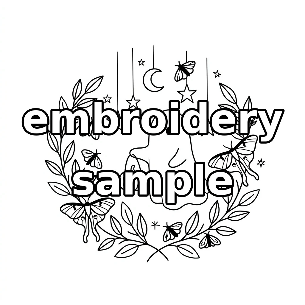 Watermarked Ghost Pumpkin Lantern Moth Garland embroidery outline