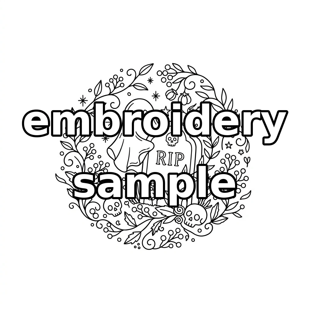 Watermarked Ghost Rip Tombstone Pumpkin Wreath embroidery outline
