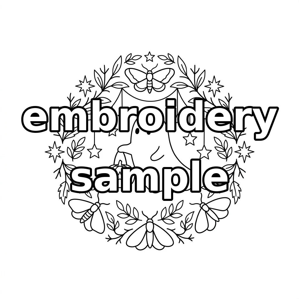Watermarked Ghost Star Garland Moth Wreath embroidery outline