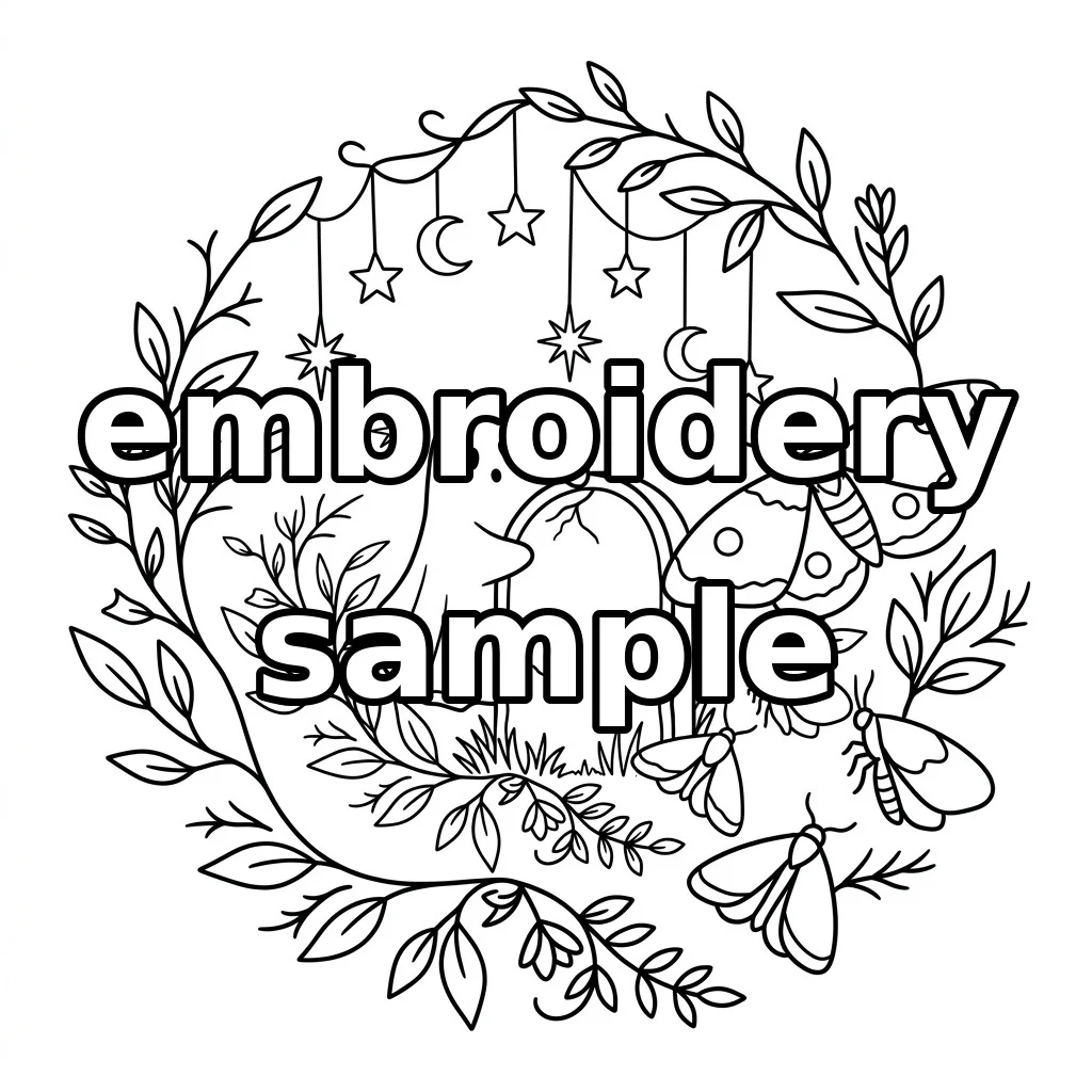 Watermarked Ghost Tombstone Autumn Moths embroidery outline
