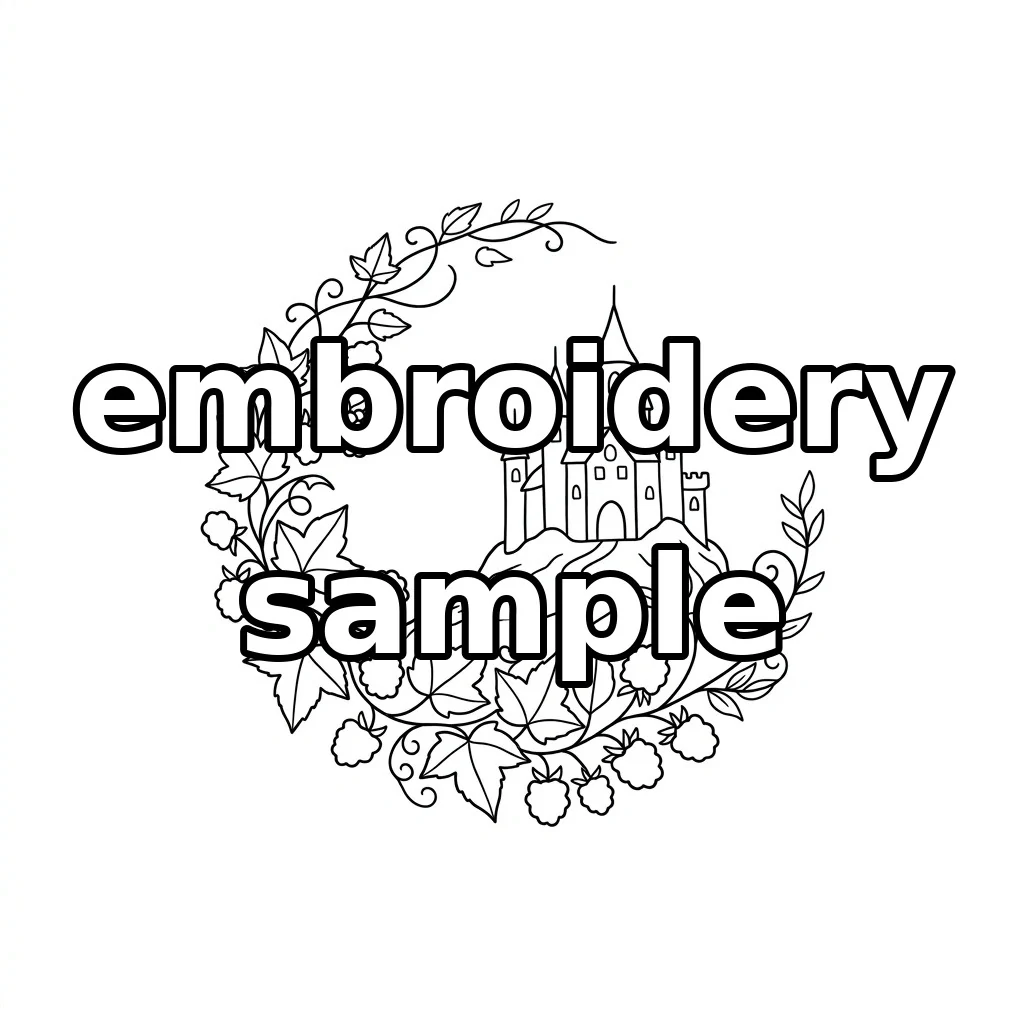 Watermarked Gothic Castle Mountain Berry Vine embroidery outline