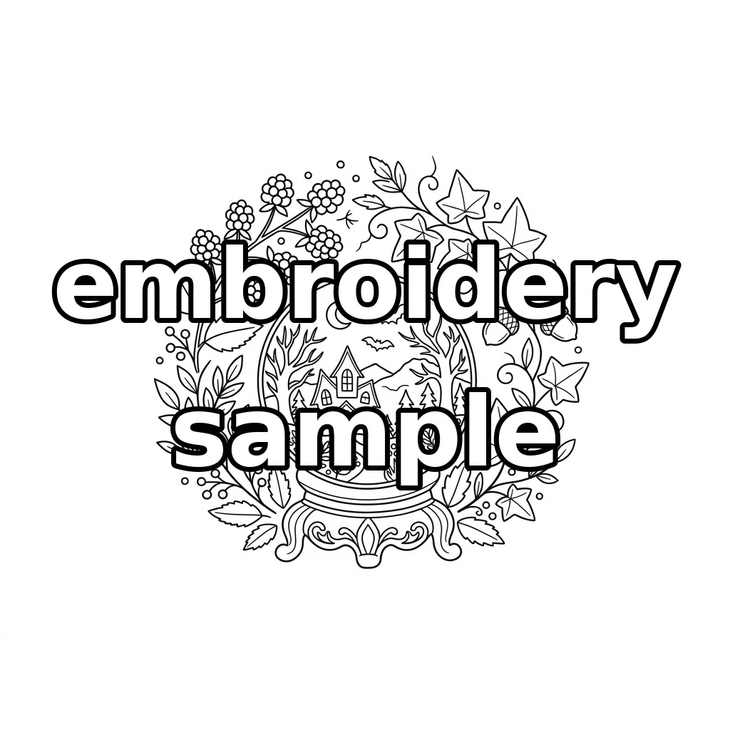 Watermarked Haunted House Snow Globe embroidery outline