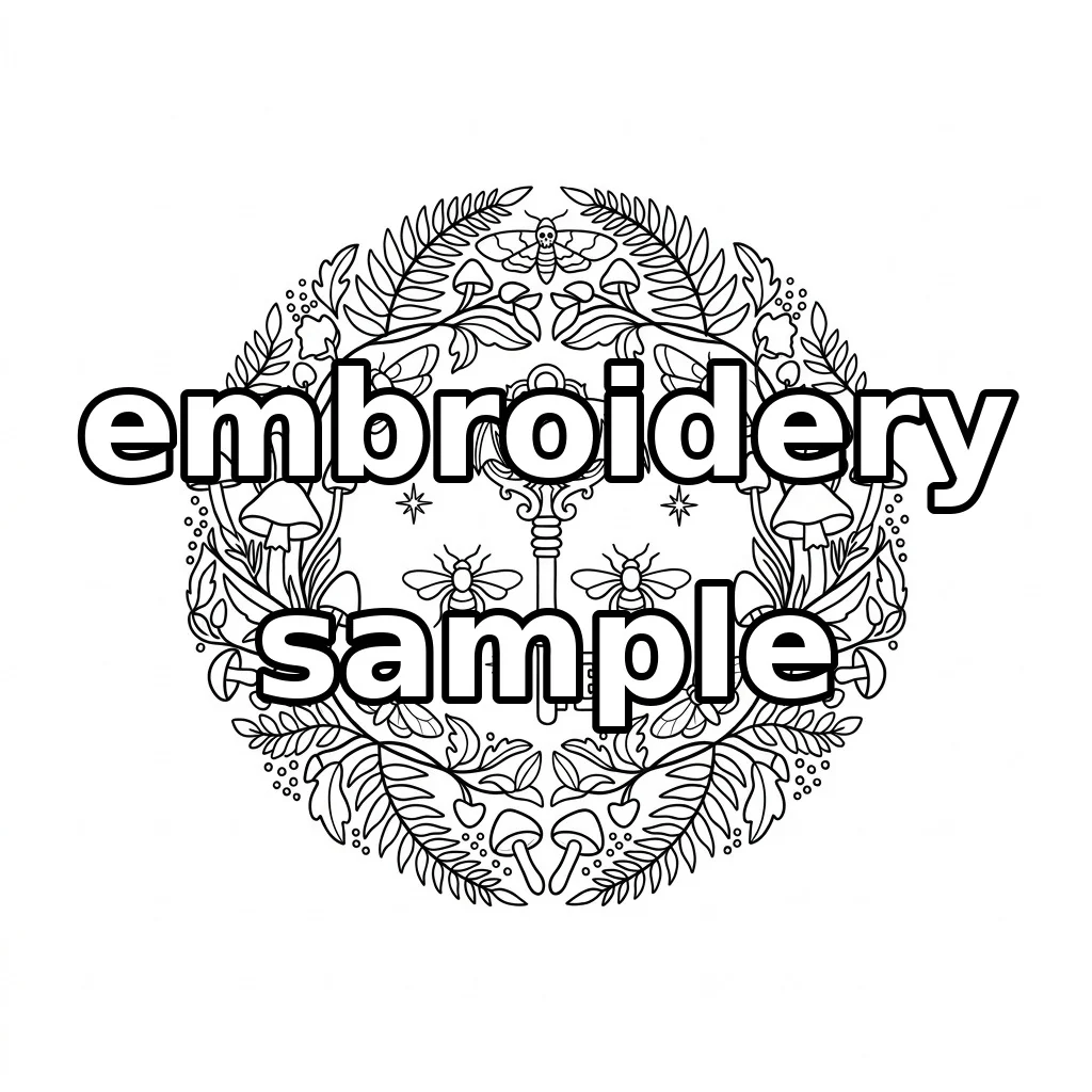 Watermarked Moon Key Woodland Emblem embroidery outline