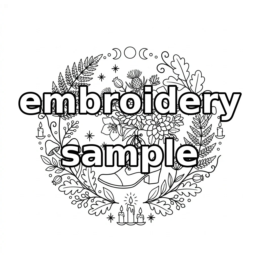 Watermarked Moonlit Botanical Boot embroidery outline