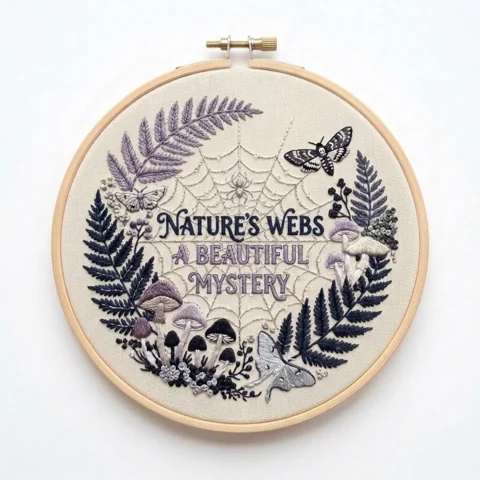 Natures Webs a Beautiful Mystery with Spiderweb Moths Woodland hand embroidery design