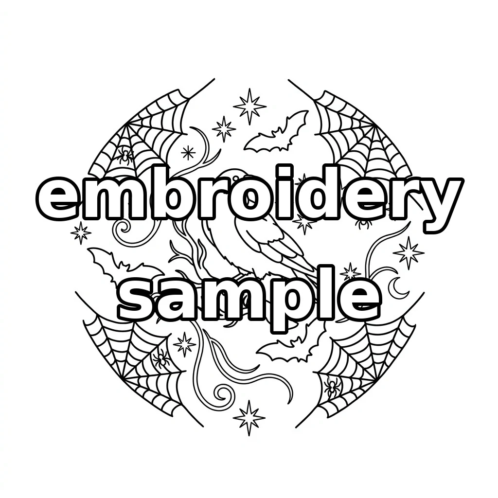 Watermarked Raven Spiderwebs Celestial Bats embroidery outline