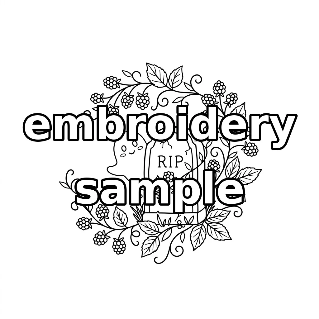 Watermarked Rip Ghost Blackberry Vines Woodland Grave Wreath embroidery outline