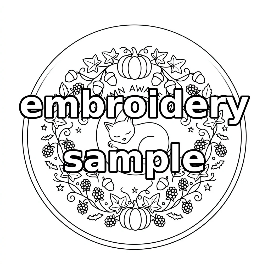 Watermarked Sleeping Black Cat embroidery outline