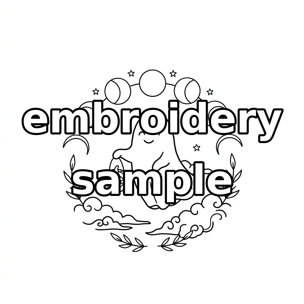 Watermarked Smiling Ghost Pumpkin Pail Moon Phases embroidery outline