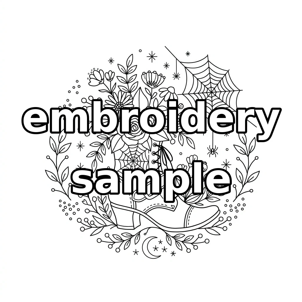 Watermarked Spiderweb Floral Boot embroidery outline