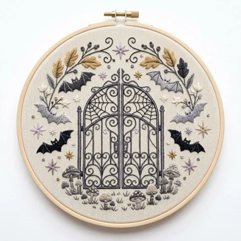 Wrought Iron Gate hand embroidery design