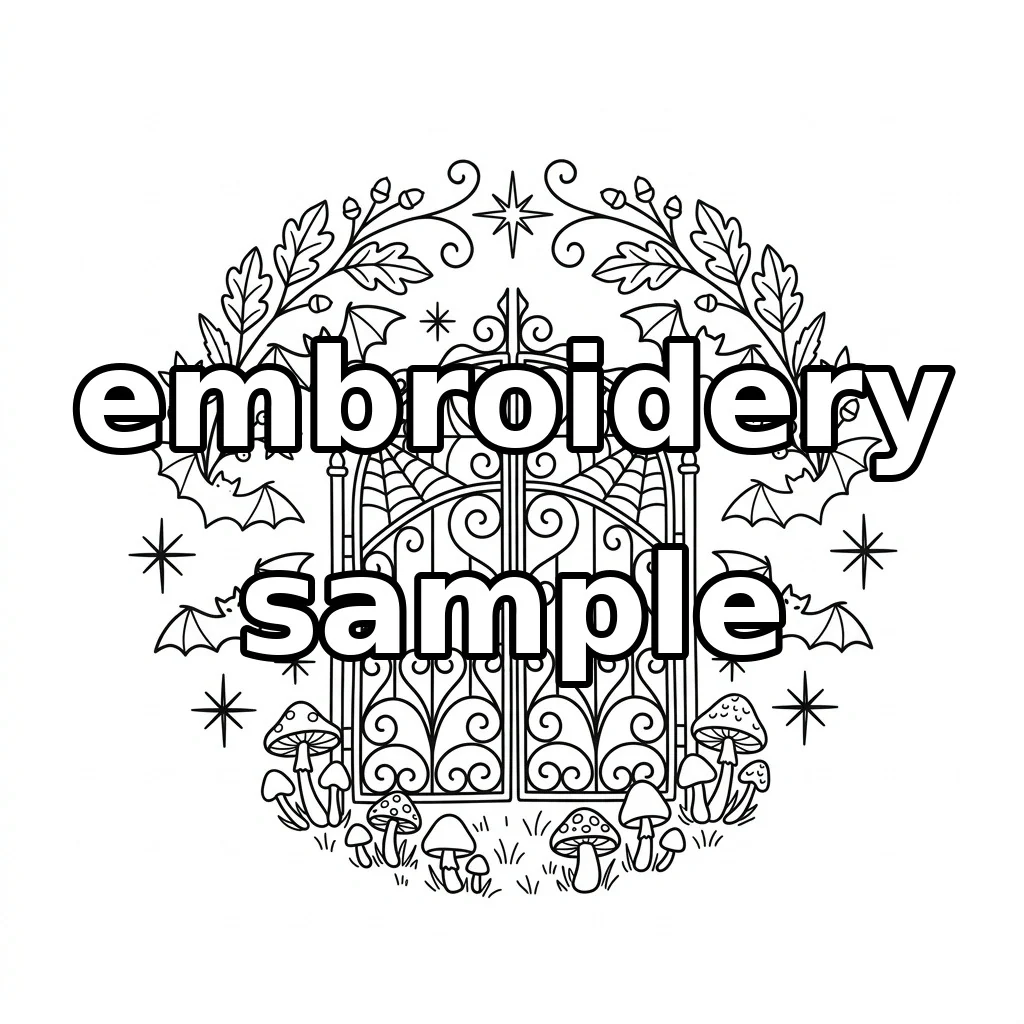 Watermarked Wrought Iron Gate embroidery outline